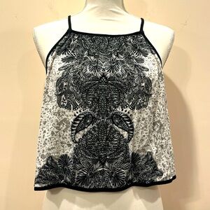 Free People Black White & Gray Crop Top - Size Medium
